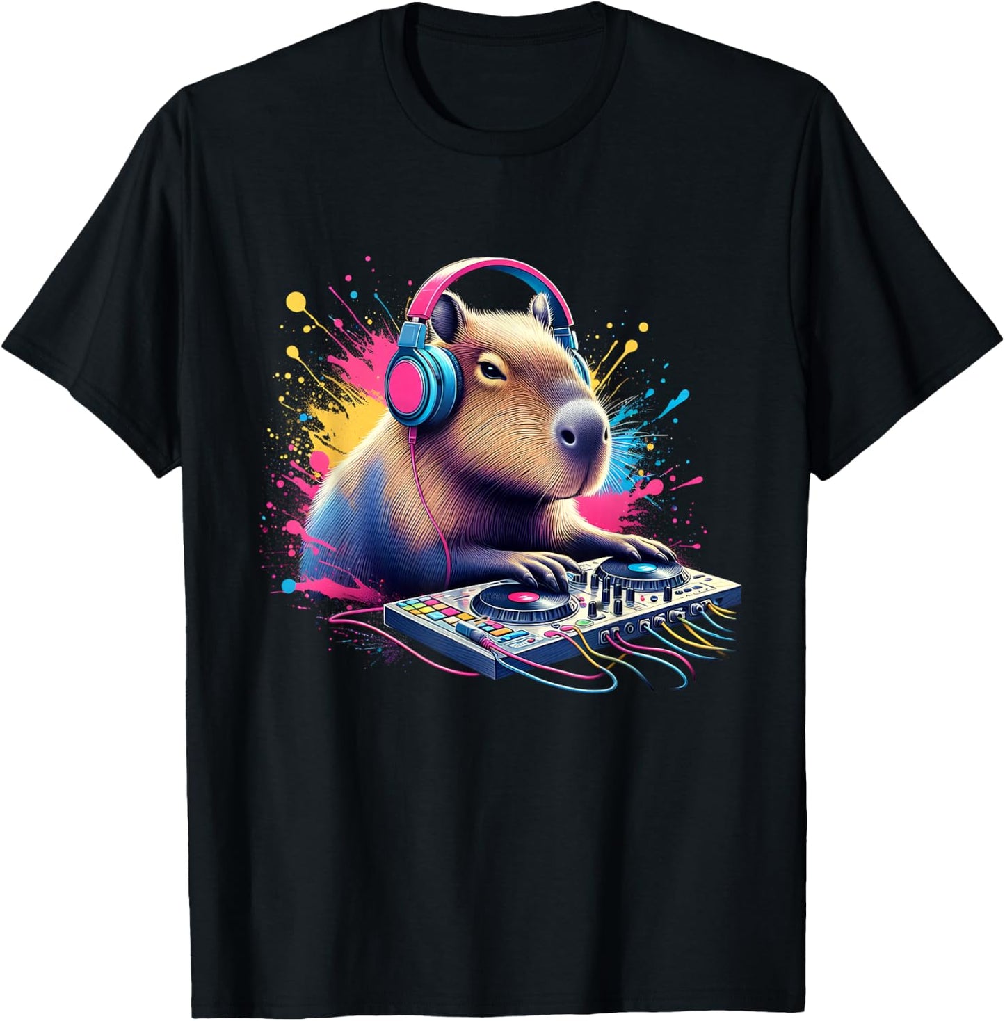 Capybara DJ DJing EDM Funky Dance Club T-Shirt - T-Shirt | Black