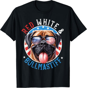 Bullmastiff Dog 4th of July Red White and The Gentle Giant T-Shirt - T-Shirt | Black