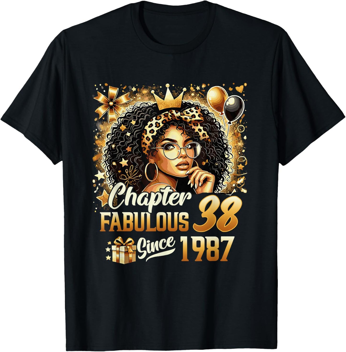 Chapter 38 Fabulous Since 1987 38th Birthday Black Women T-Shirt - T-Shirt | Black
