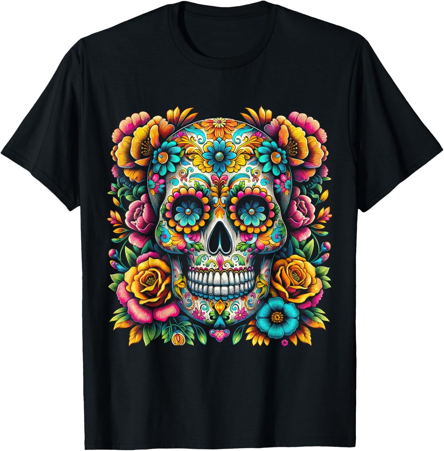 De Los Muertos Day of the Dead Sugar Skull Halloween Women T-Shirt - T-Shirt | Black