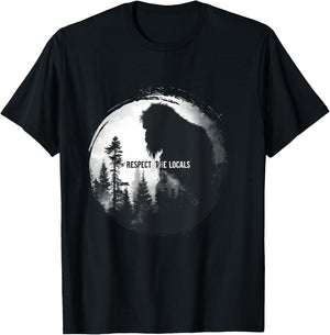 Respect the Locals Bigfoot Nature Wildlife T-Shirt - T-Shirt | Black