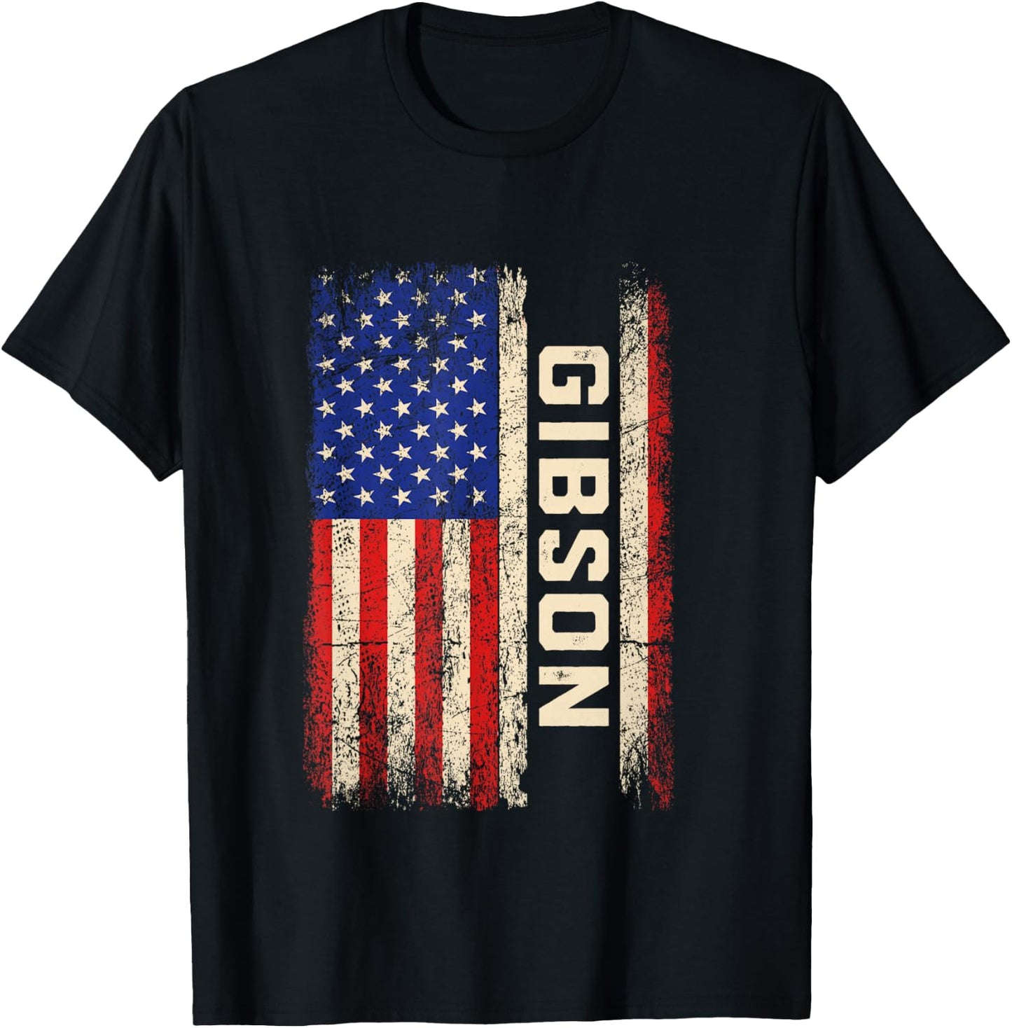 Gibson Last Name Shirt Gibson Name American Flag T-Shirt - T-Shirt | Black