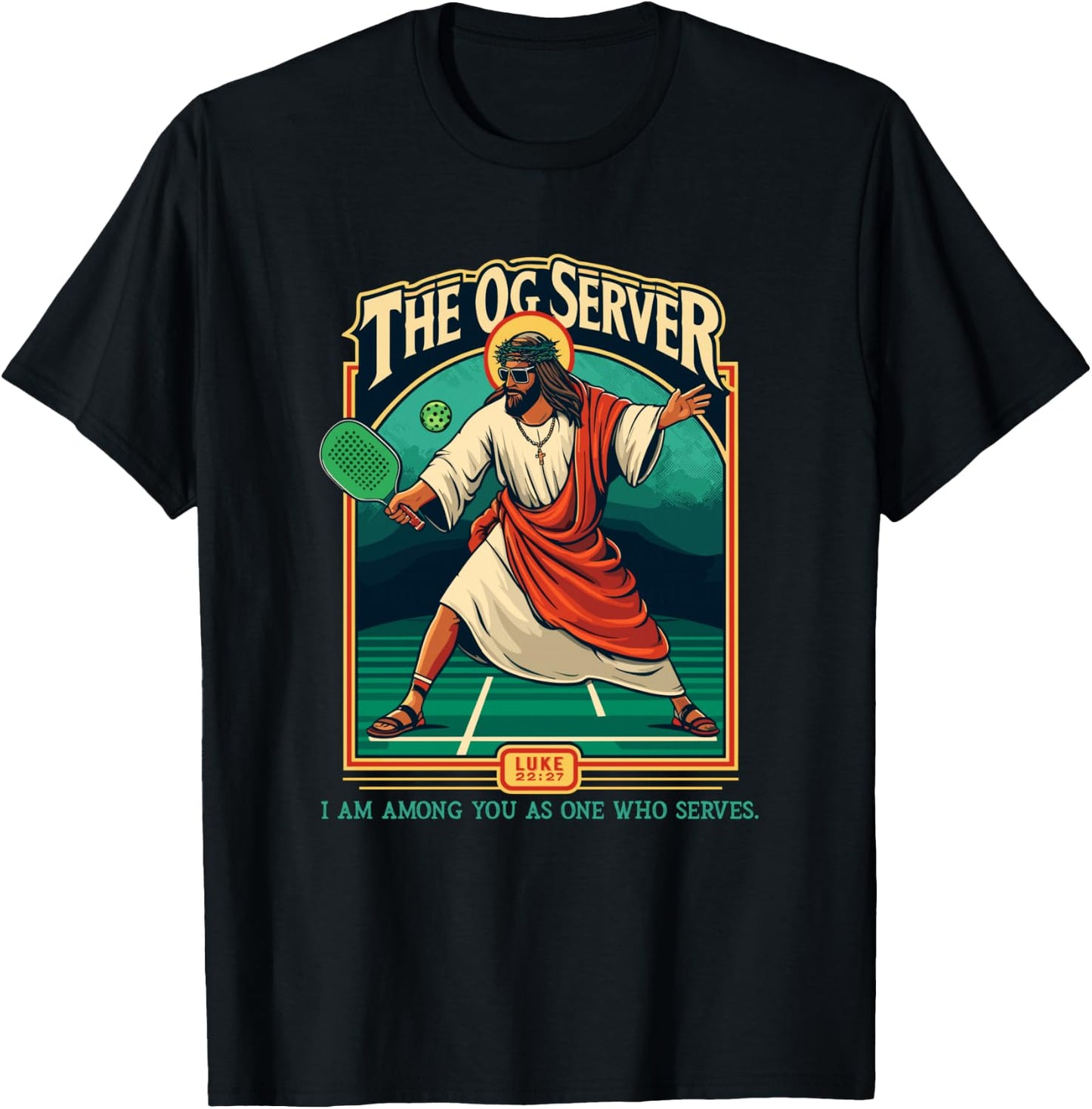 Christian Pickleball Jesus OG Server Religious Player T-Shirt - T-Shirt | Black