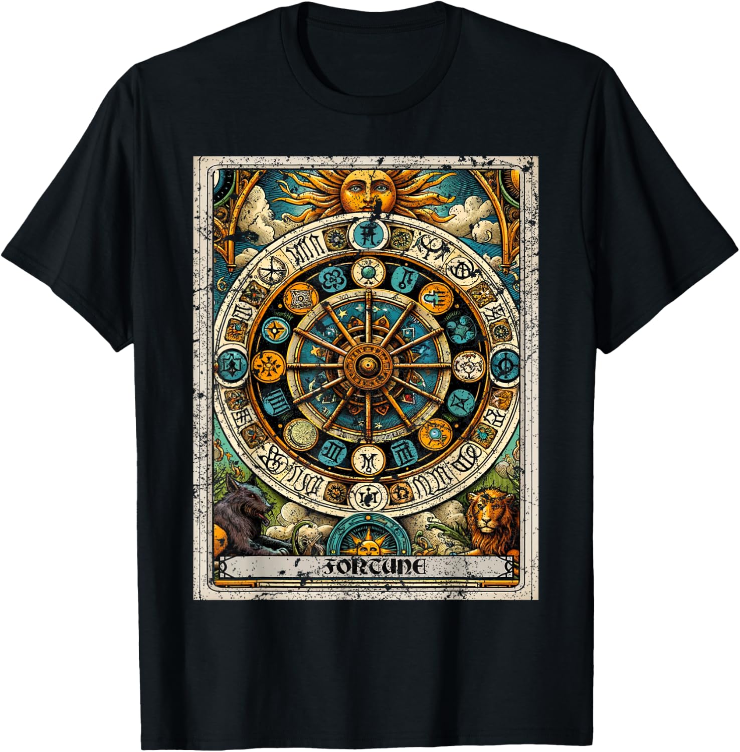 Tarot Card The World T-Shirt - T-Shirt | Black