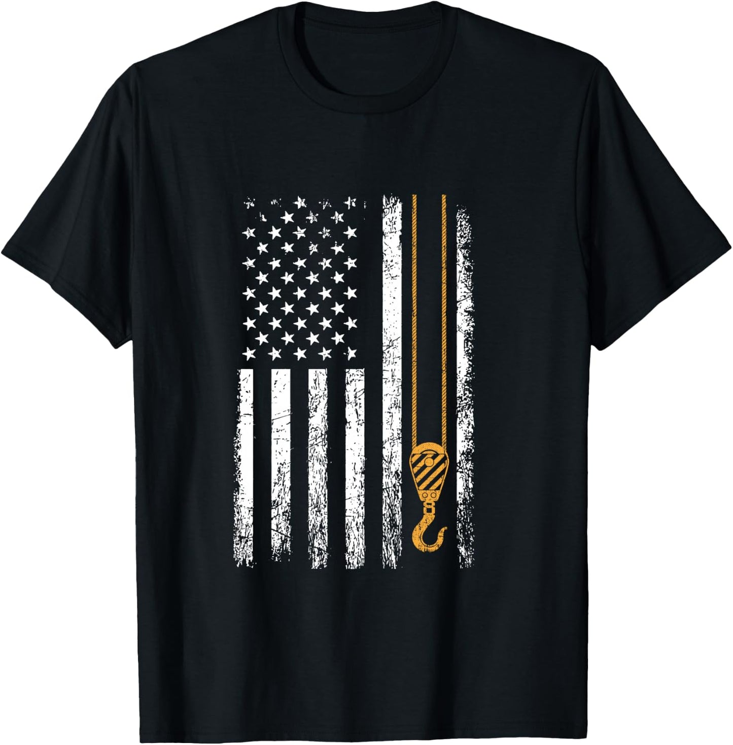 Crane Operator American Flag, Crane Operator T-Shirt - T-Shirt | Black