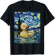 Rubber Duck Ducky Starry Night Painting T-Shirt - T-Shirt | Black