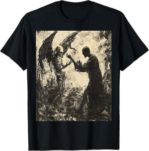 Painting Angel of Death Battle Fighting Dreamscape Art T-Shirt - T-Shirt | Black