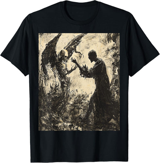 Painting Angel of Death Battle Fighting Dreamscape Art T-Shirt - T-Shirt | Black