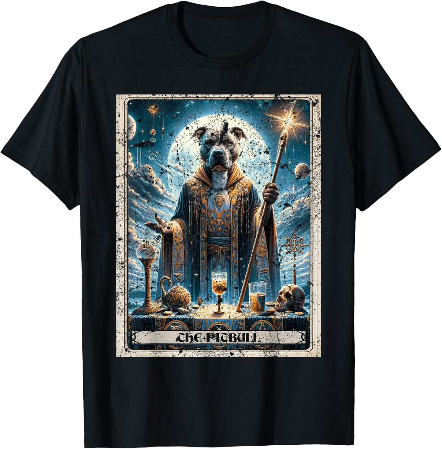 A Pitbull Tarot Card Dog T-Shirt - T-Shirt | Black