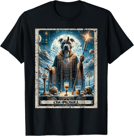 A Pitbull Tarot Card Dog T-Shirt - T-Shirt | Black