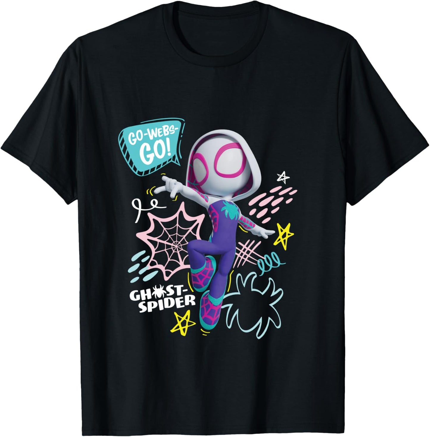 Marvel Spidey and His Amazing Friends Ghost-Spider Go Webs! T-Shirt - T-Shirt | Black