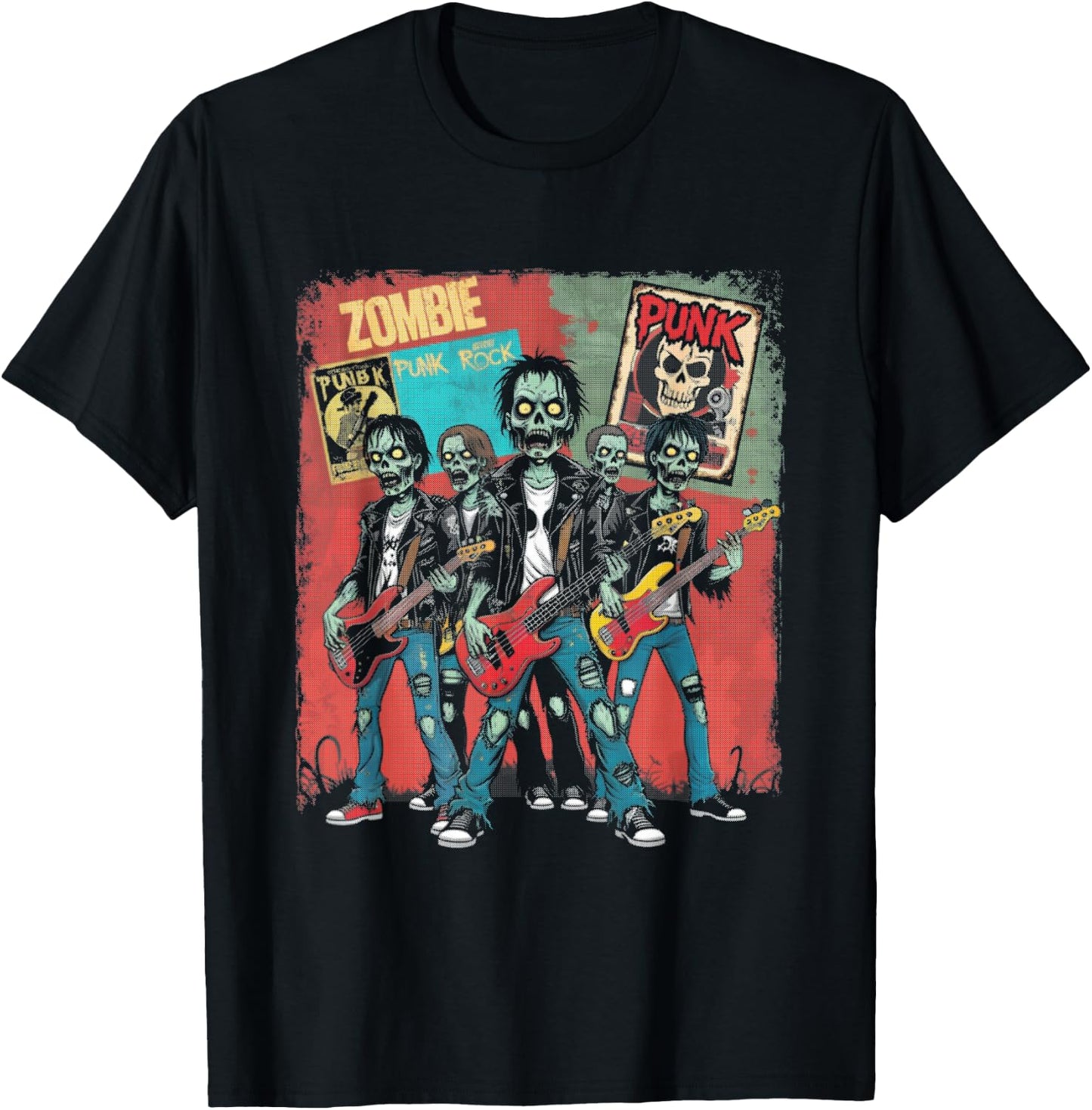 Zombie Punk Band - Creepy Zombie Halloween Lover T-Shirt - T-Shirt | Black