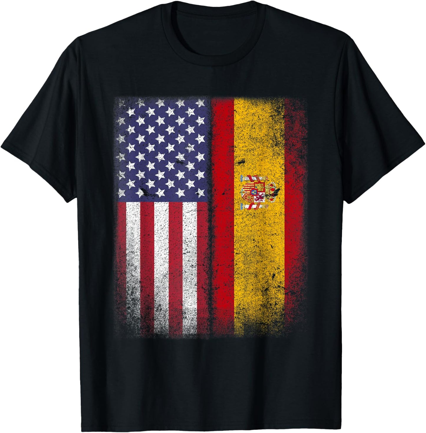 Spanish American Flag Spain Usa Bandera Espana T-Shirt - T-Shirt | Black