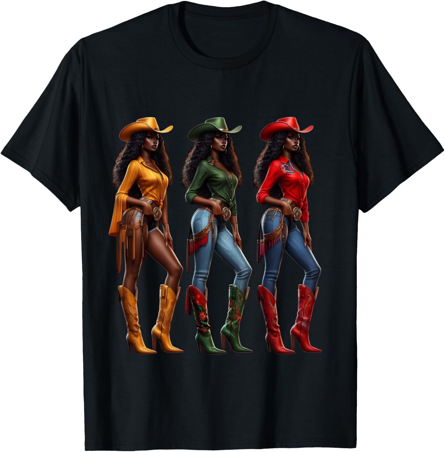 Black Cowgirl Western Rodeo Juneteenth Freedom Afro Women T-Shirt - T-Shirt | Black