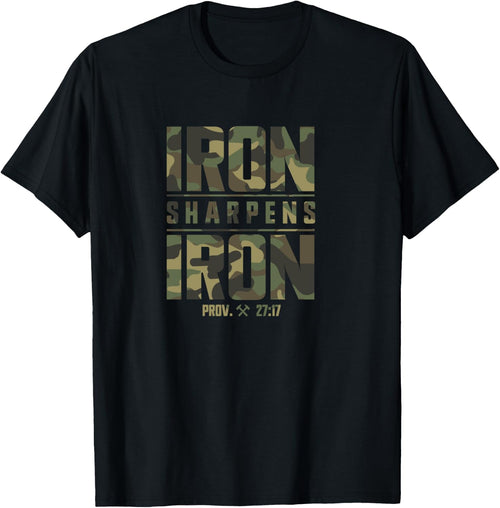 Iron Sharpens Iron Christian Men Camo Scripture Gym Workout