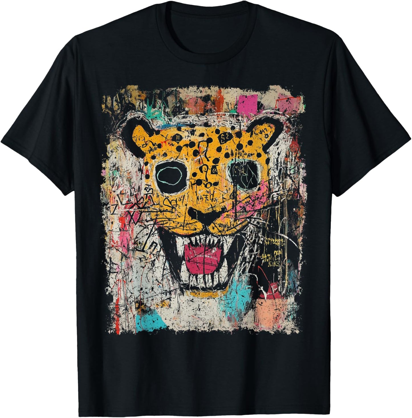 Pop Art Style Leopard 90s Graffiti T-Shirt - T-Shirt | Black