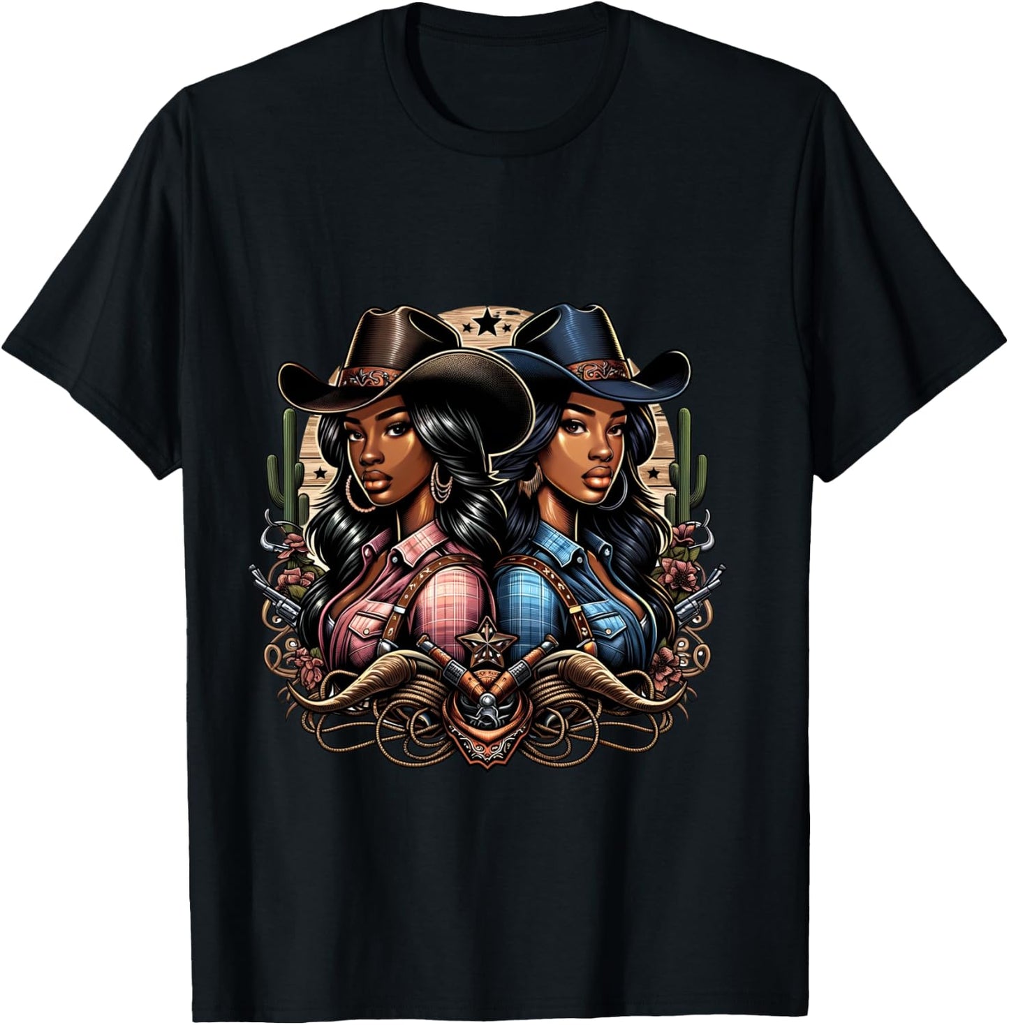 Black Cowgirl Melanin Texas Cowgirl Western Rodeo Queen Girl T-Shirt - T-Shirt | Black
