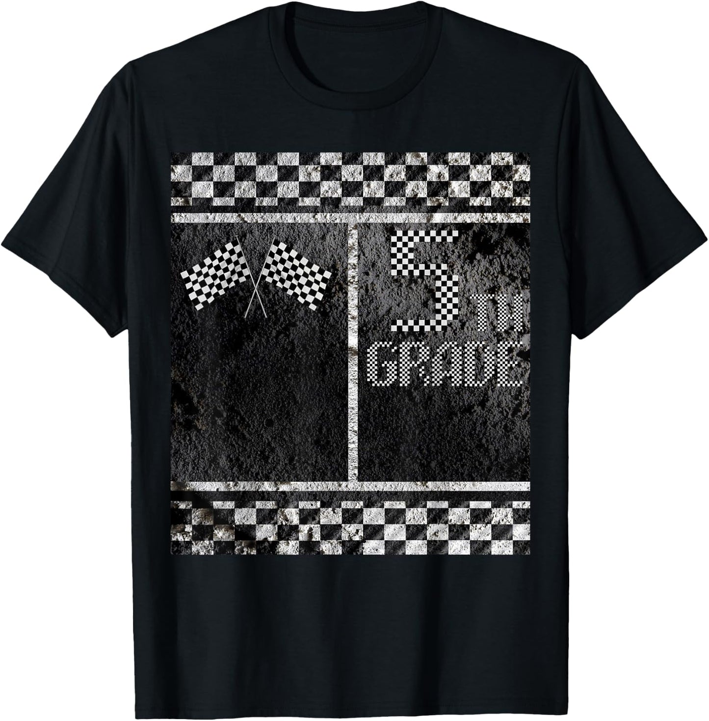 Pit Crew Costume for Funny Halloween 5th Grade Racing Flag T-Shirt - T-Shirt | Black