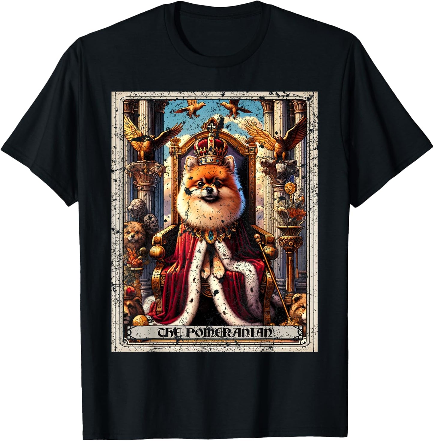 Pomeranian Tarot Card Dog T-Shirt - T-Shirt | Black