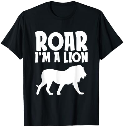 Roar I'm a Lion Funny Lazy Halloween Costume Wild Animals T-Shirt - T-Shirt | Black