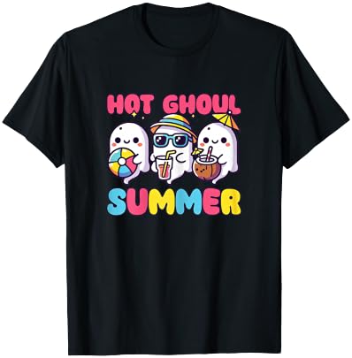 Summerween Hot Ghoul Summer Halloween Ghost T-Shirt - T-Shirt | Black