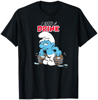The Smurfs I Need A Drink T-Shirt - T-Shirt | Black
