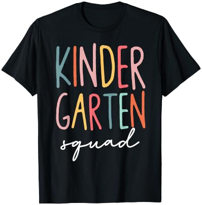 Kindergarten Squad Kinder Kids Teacher Crew Back To School T-Shirt - T-Shirt | Black