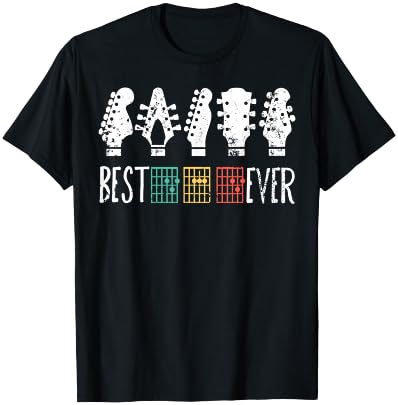 Vintage Best Guitar DAD Ever Music Chords Father Musician T-Shirt - T-Shirt | Black