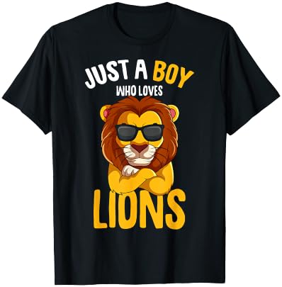Just a Boy who loves Lions Toddler Boy Kids Lion T-Shirt - T-Shirt | Black