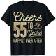 Cheers to 55 Years Happily - 55th Wedding Anniversary T-Shirt - T-Shirt | Black