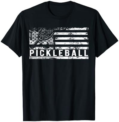 US Flag Pickleball American Pickleball Player T-Shirt - T-Shirt | Black