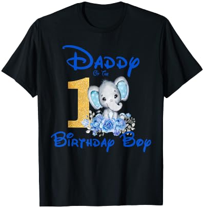 Daddy Of The Birthday Boy Elephant Family Matching T-Shirt - T-Shirt | Black