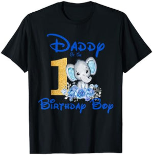 Daddy Of The Birthday Boy Elephant Family Matching T-Shirt - T-Shirt | Black