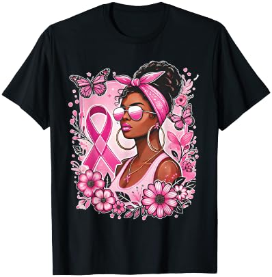 Breast cancer awareness African American support Wear Pink T-Shirt - T-Shirt | Black